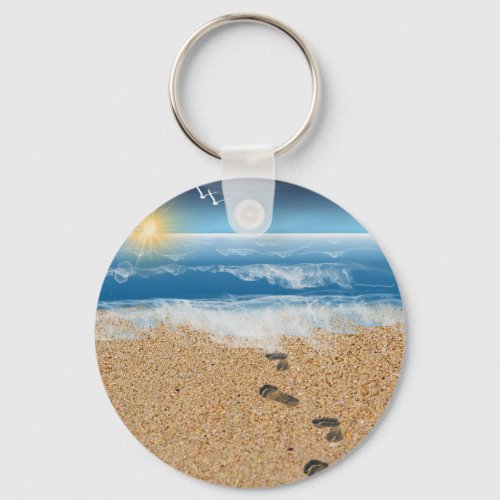 Footprints in the Sand Keychain