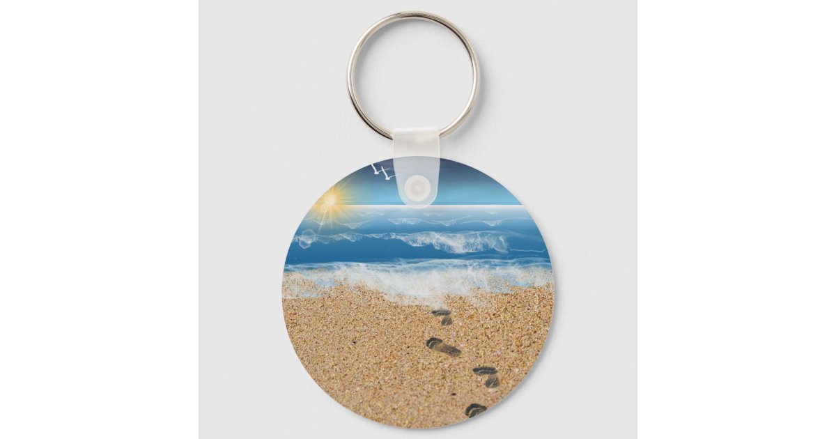 Footprints in the Sand Keychain Zazzle