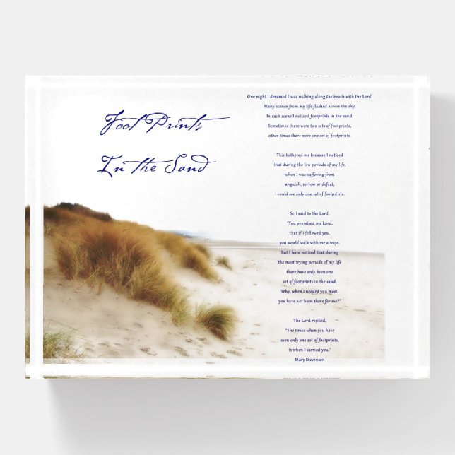 footprints in the sand paperweight (Front)