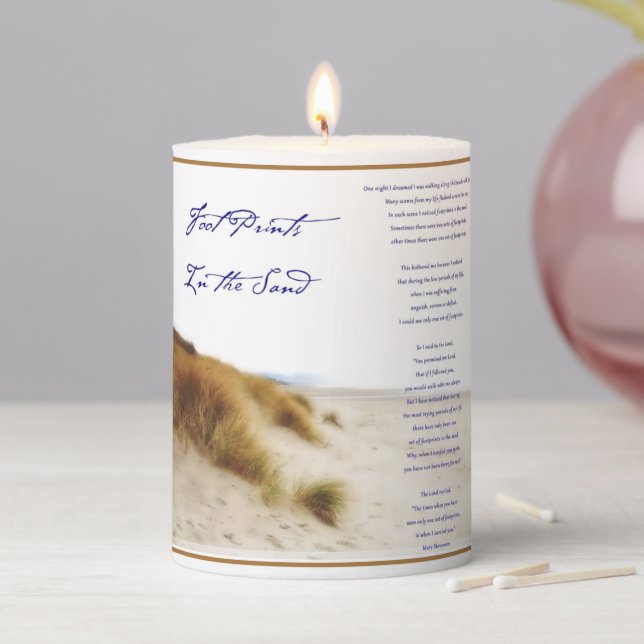 footprints in the sand  pillar candle (In Situ)