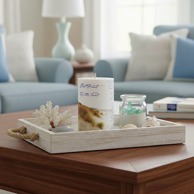 footprints in the sand pillar candle (Creator Uploaded)