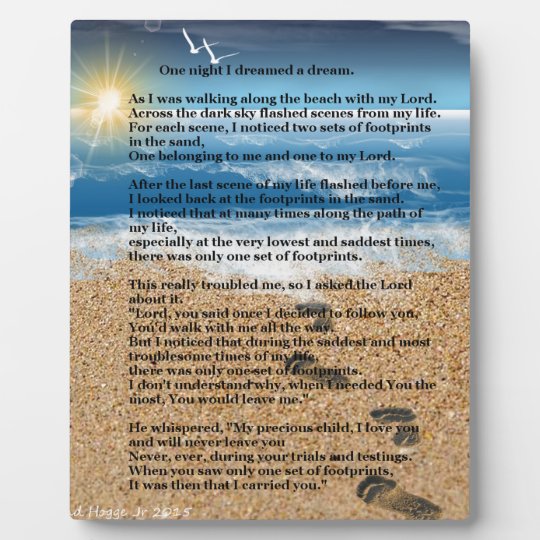 Footprints in the Sand Plaque | Zazzle.com