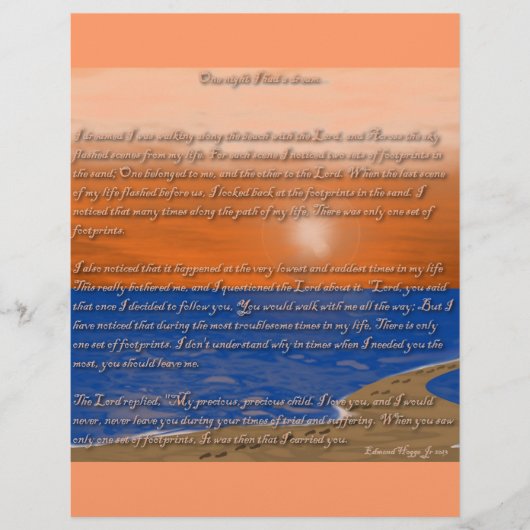Footprints in the Sand Poem (Front)