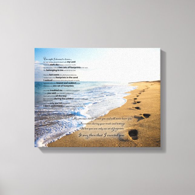 Footprints in the Sand Poem 14x11 Canvas Print (Front)
