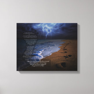 Footprints in the Sand Poem 14x11 (stormy) Canvas Print