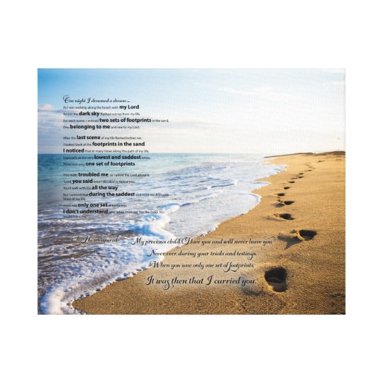 Footprints in the Sand Poem 20x16 Canvas Print | Zazzle