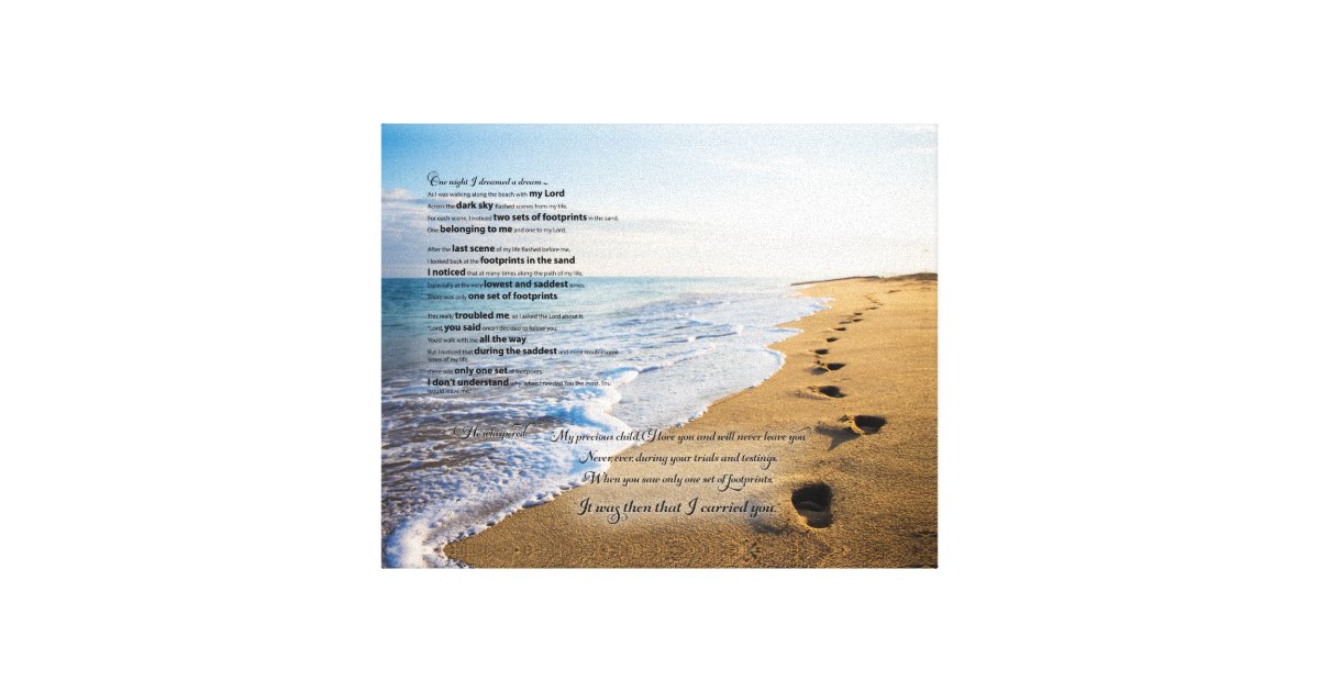 Footprints In The Sand Poem 20x16 Canvas Print Zazzle Com
