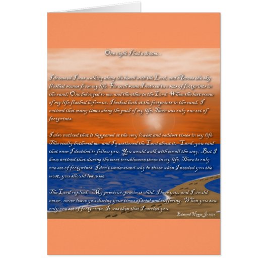 Footprints in the Sand Poem Cards (Front)