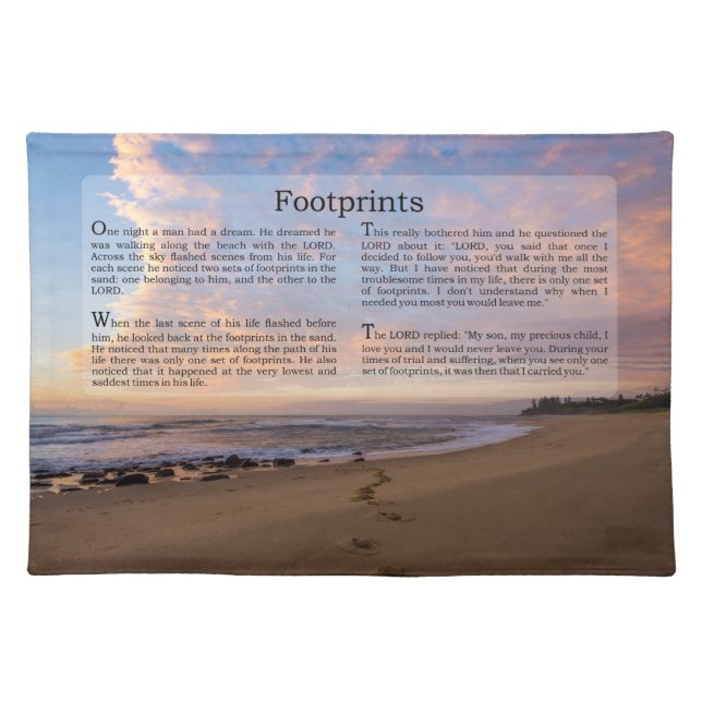 Footprints in the Sand Poem Cloth Placemat (Front)