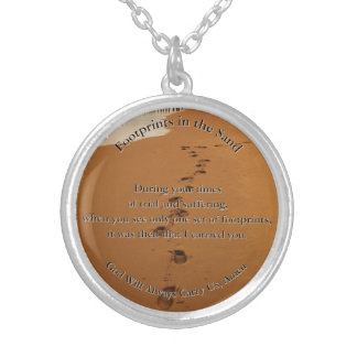 Footprints in the Sand Poem Gift Silver Plated Necklace