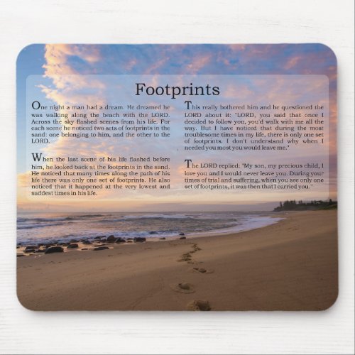 Footprints in the Sand Poem Mouse Pad