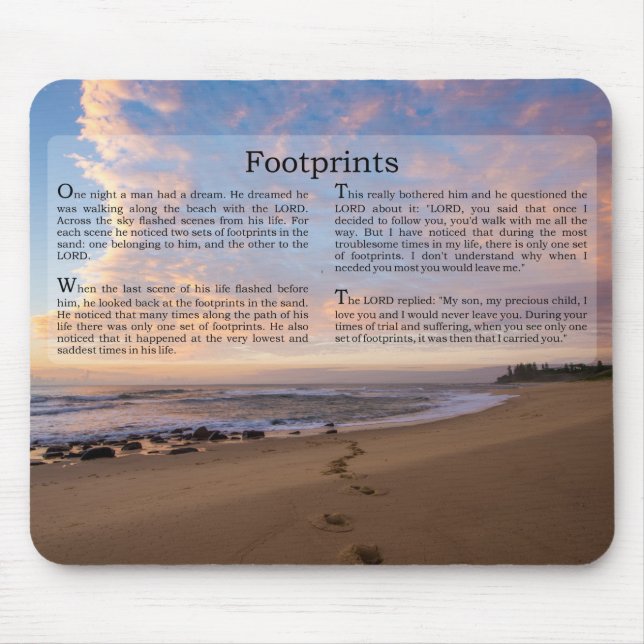 Footprints in the Sand Poem Mouse Pad (Front)