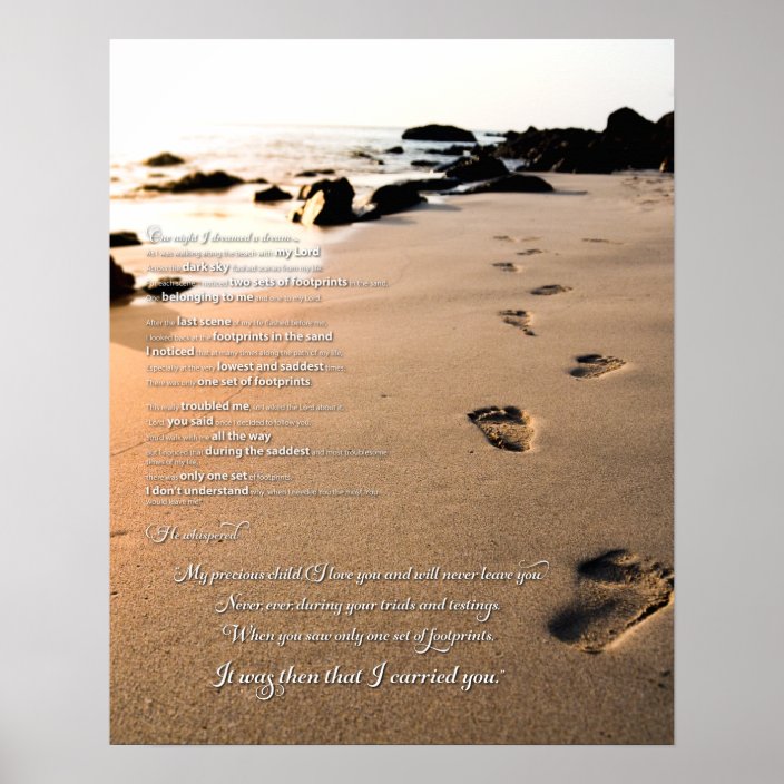 Footprints In The Sand Poem Poster Zazzle Com