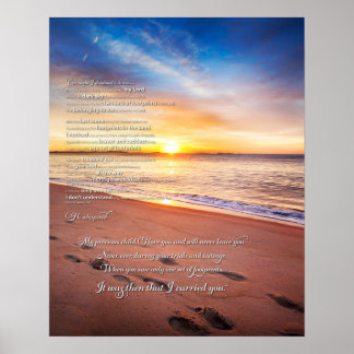Footprints in the Sand Poem Poster
