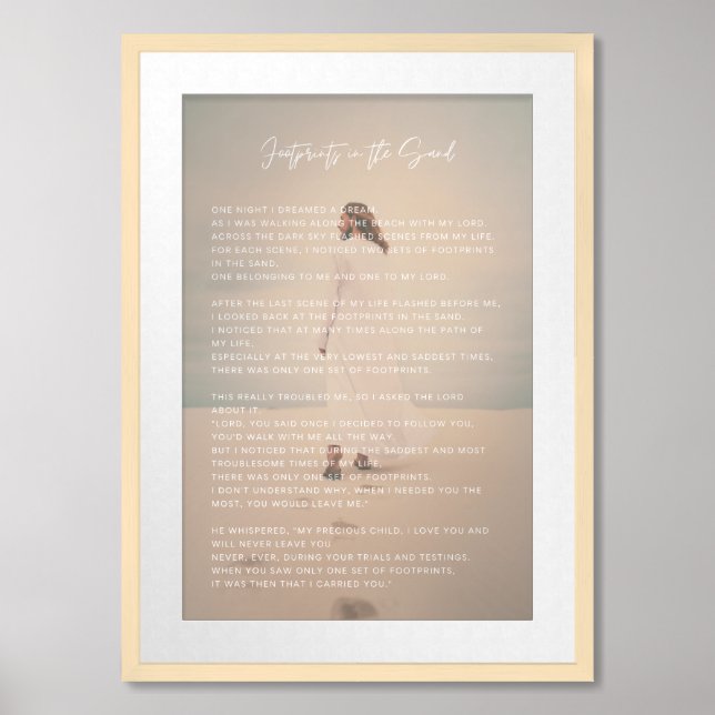 Footprints in the Sand Poem, Poster  (Framed Front)