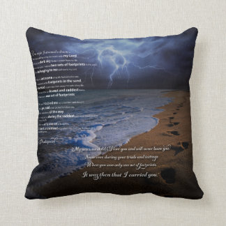 Footprints in the Sand Poem Throw Pillow