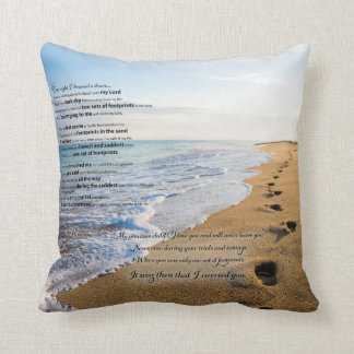 Footprints in the Sand Poem Throw Pillow