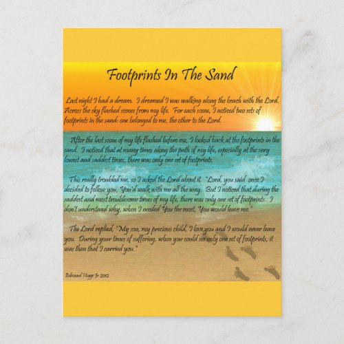 Footprints in the Sand Postcard