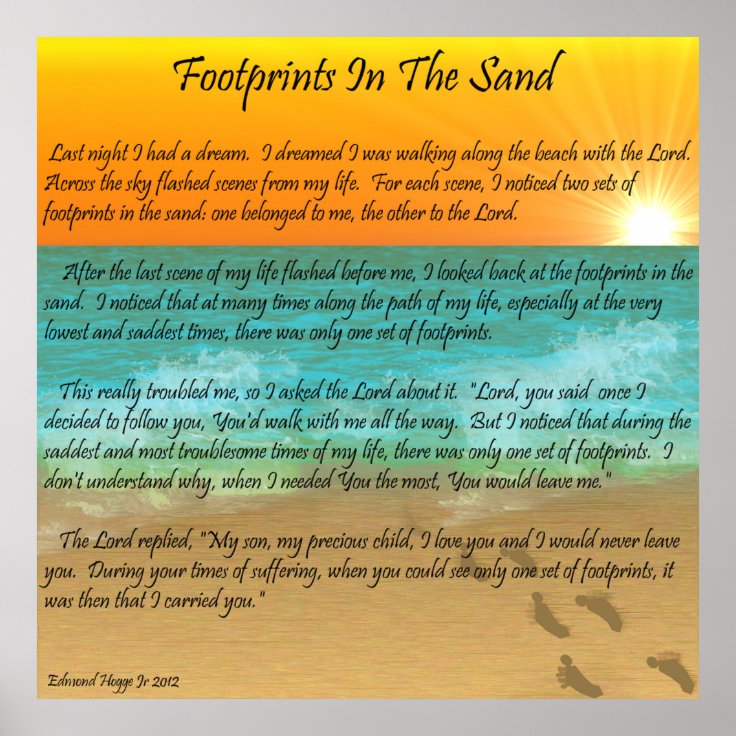Footprints In The Sand Poster Zazzle