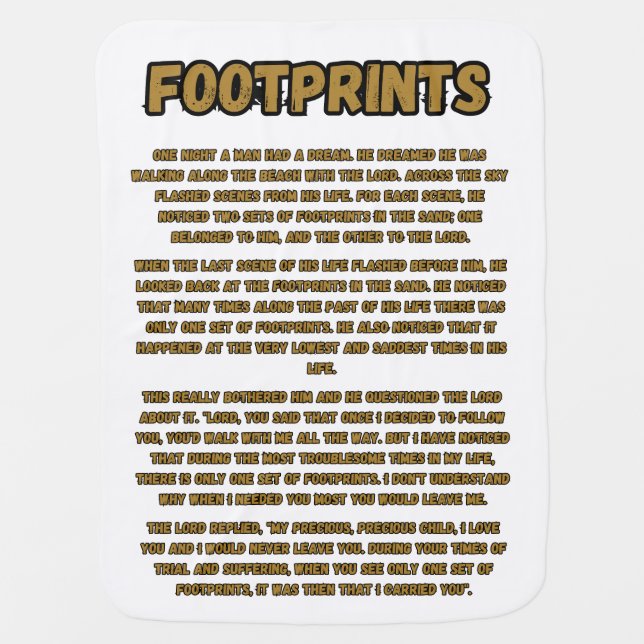 Footprints In The Sand Prayer Baby Blanket (Front)
