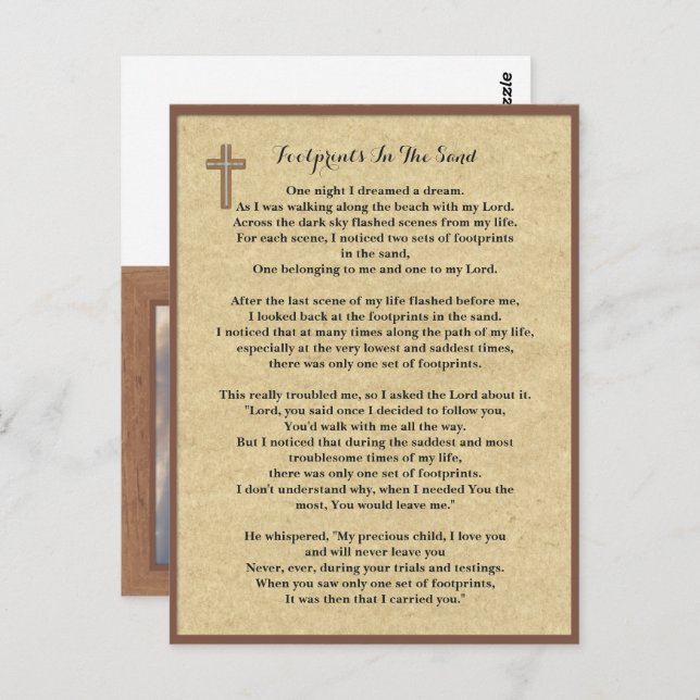 Footprints In The Sand Prayer Cards (Front/Back)