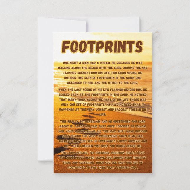 Footprints In The Sand Prayer Pic Greeting Card (Front)