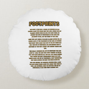 Footprints In The Sand Prayer Round Pillow