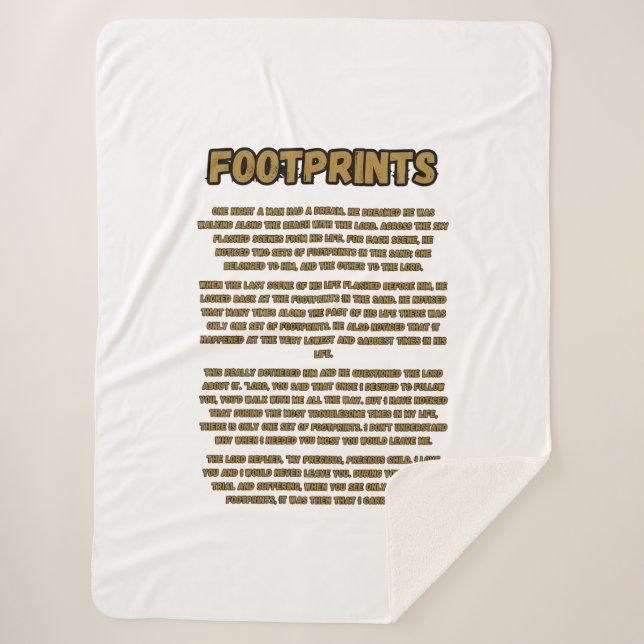 Footprints In The Sand Prayer Sherpa Blanket (Front)