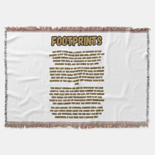 Footprints In The Sand Prayer Throw Blanket