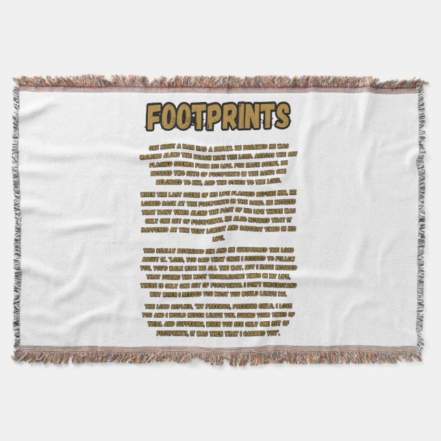 Footprints In The Sand Prayer Throw Blanket (Front)