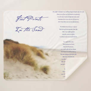 footprints in the sand sherpa blanket