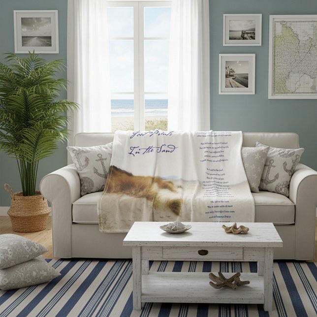 footprints in the sand sherpa blanket (Creator Uploaded)