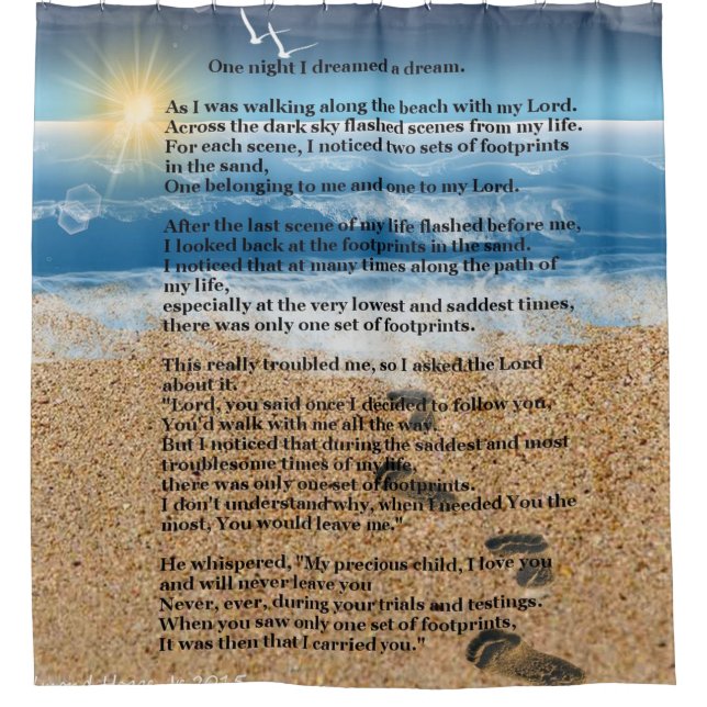 Footprints in the Sand Shower Curtain (Front)
