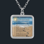 Footprints in the Sand Silver Plated Necklace<br><div class="desc">A Painting of a beach with footprints and the poem footprints in the sand.</div>