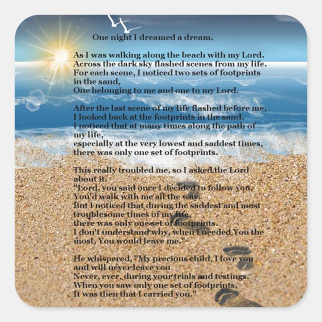 Footprints in the Sand Square Sticker (Front)