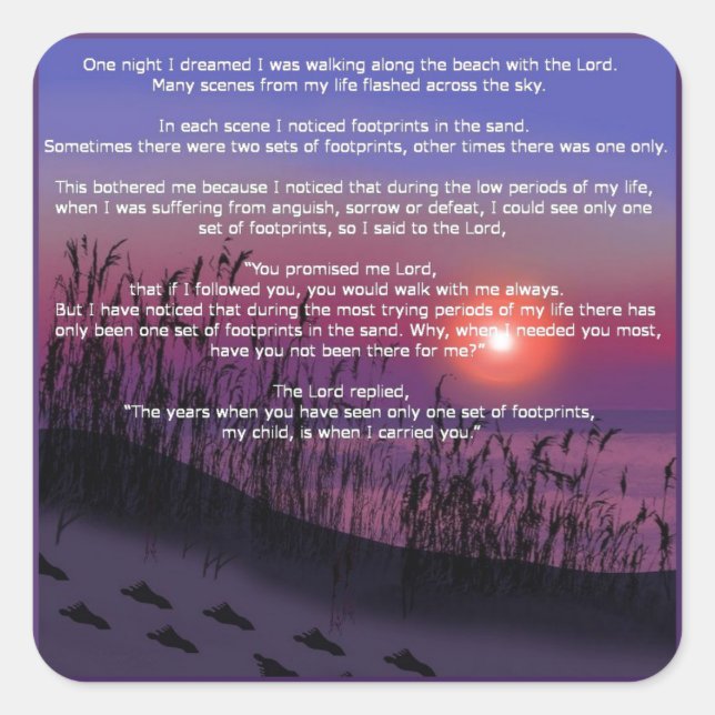 Footprints in the Sand Square Sticker (Front)