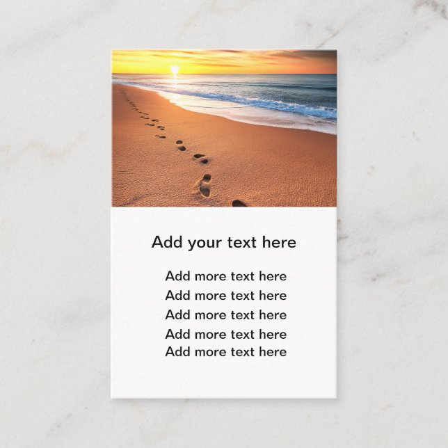 Footprints In The Sand Theme Business Cards (Front)