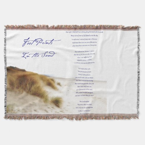 footprints in the sand throw blanket