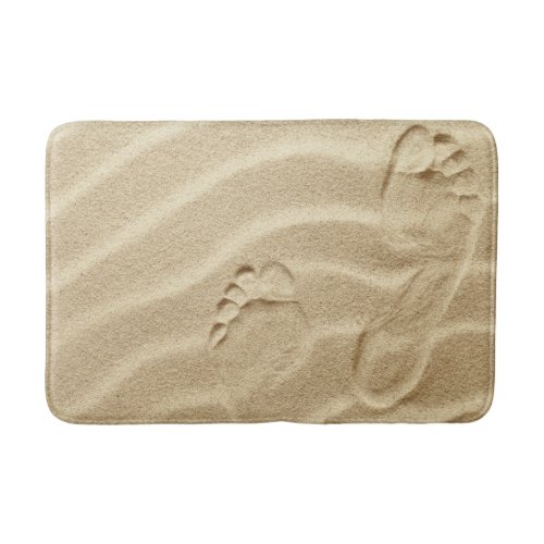 Footprints In The Sand Waves As Background Bathroom Mat