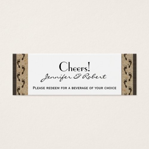 Footprints in the Sand Wedding Drink Tickets Business Card