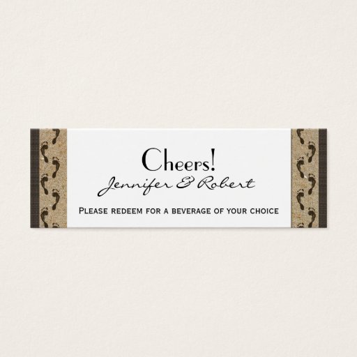 Customizable Footprints in the Sand Wedding Drink Tickets Business Card