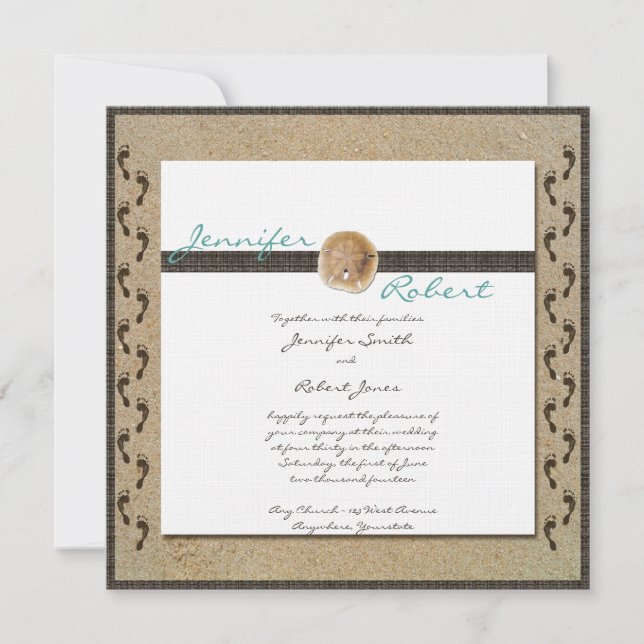 Footprints in the Sand Wedding Invitation (Front)