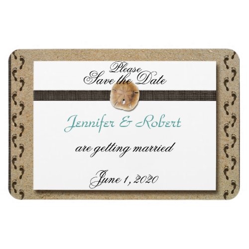 Footprints in the Sand Wedding Save the Date Magnet