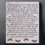 Footprints in the sand with Jesus Plaque<br><div class="desc">Here is the footprints in the sand with Jeus poem. On light purple sand like look background, footprints border across the bottom. "I would much rather take the time to put a meaningful word or expression for someone, at their request, than to have them settle on something I've chosen. I...</div>