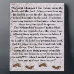 Footprints in the sand with Jesus Plaque<br><div class="desc">Here is the footprints in the sand with Jeus poem. On light purple sand like look background, footprints border across the bottom. "I would much rather take the time to put a meaningful word or expression for someone, at their request, than to have them settle on something I've chosen. I...</div>