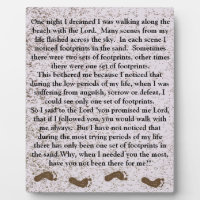 Footprints in the sand with Jesus Plaque