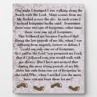 Footprints in the sand with Jesus Plaque