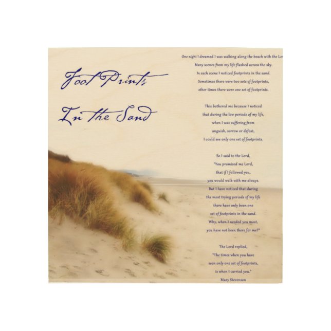 footprints in the sand wood wall art (Front)