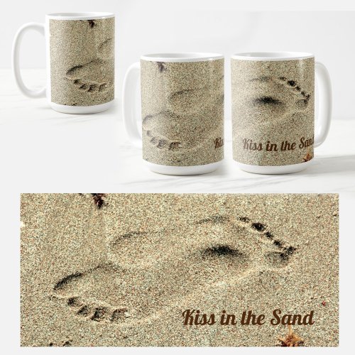 Footprints Kiss in the Sand Beach Lovers Coffee Mug