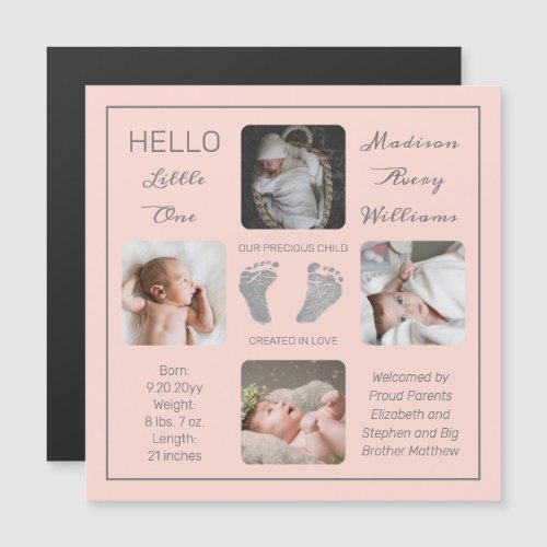 Footprints Magnetic Photo Birth Announcement